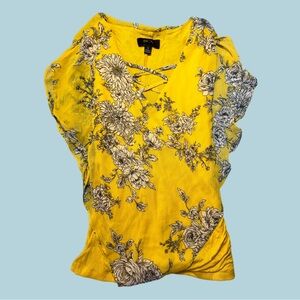 BCX yellow floral top / blouse